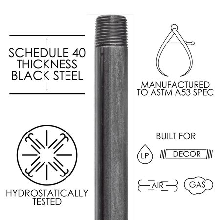 Ace Trading - Nipple STZ Industries 1/2 in. MIP each X 1/2 in. D MIP Black Steel 3 in. L Nipple 300UP12X3